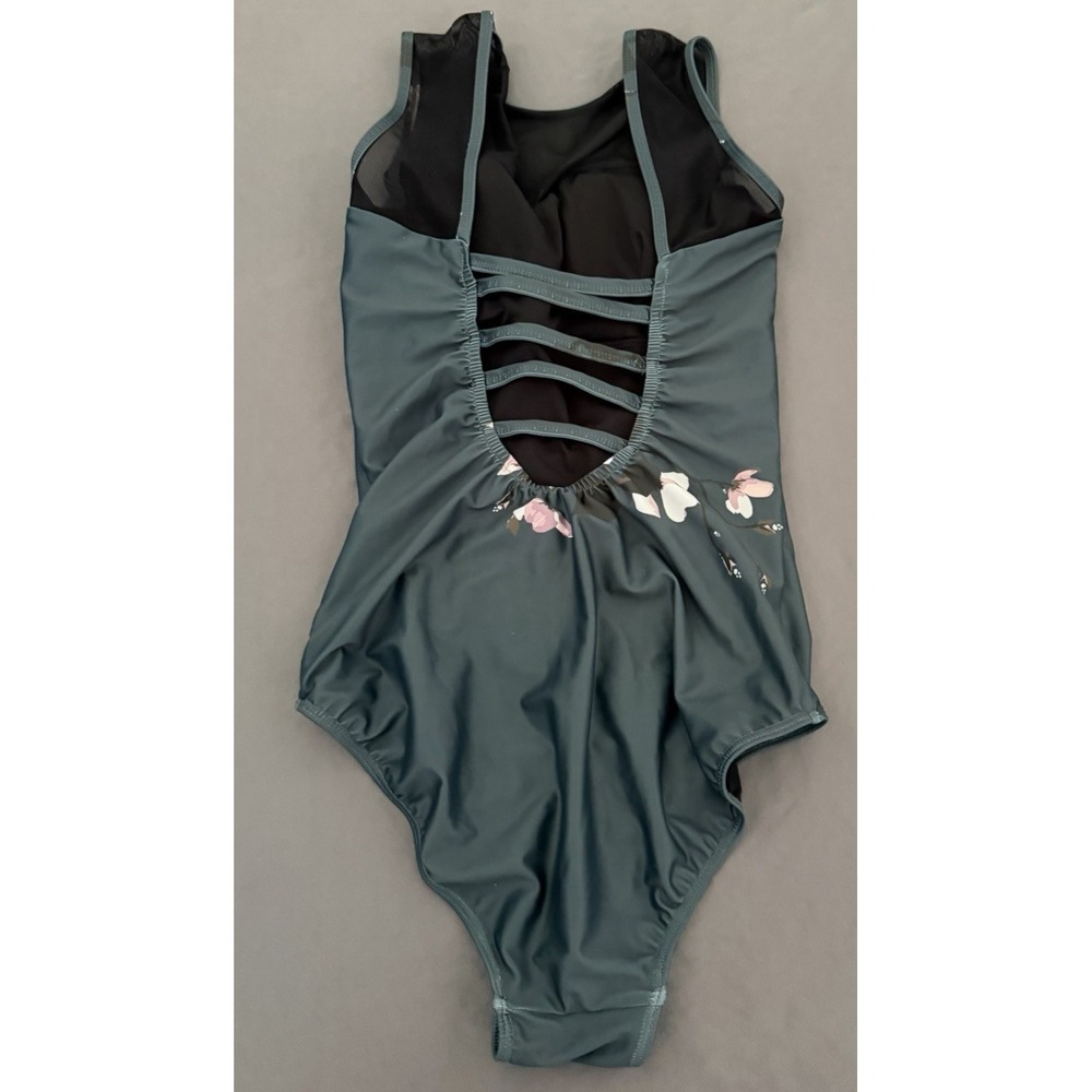 Albion The Maria Swimsuit Womens Small Green One Piece Orchid Sheer Shoulders - Picture 7 of 9